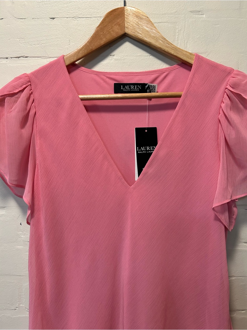 NWT Lauren Ralph Lauren Pink Crinkle Georgette Drop Waist Dress Size 2 - Picture 2 of 7